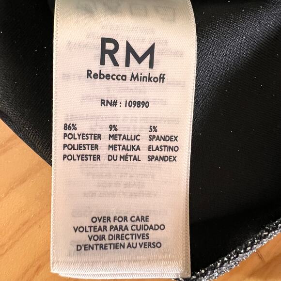 Rebecca Minkoff Shimmer Sleeveless Top Black Ruched Sparkle Evening L - Picture 8 of 10